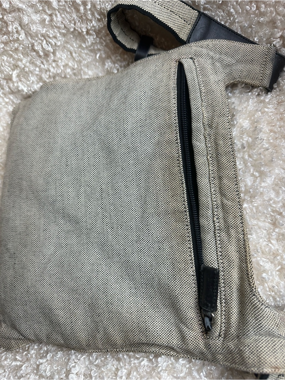 PRADA Vintage Triangle Logo Grey Cotton  Mini Messenger Bag Sidebag - Picture 5 of 12